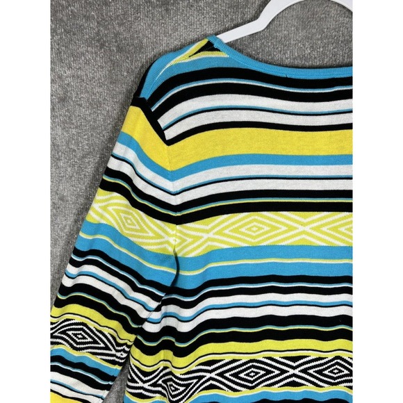 Relativity Striped Diamond Long Sleeve‎ Open Front Duster Sweater Womens Medium - Picture 11 of 16